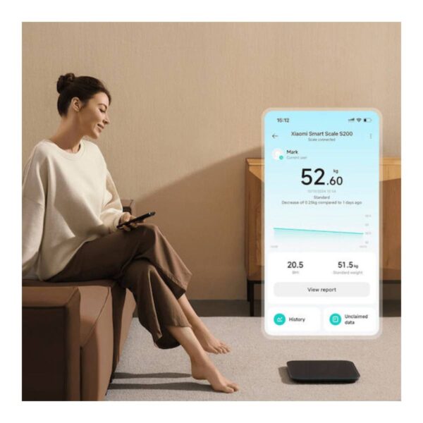 Xiaomi Bhr9239Gl Akıllı S200 Dijital Banyo Tartısı, Koyu Gri - Görsel 4
