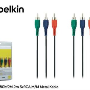 Belkin BLK-F3Y080bf2M 2m 3xRCA,M/M Metal Kablo - Görüntü ve Ses Kab...