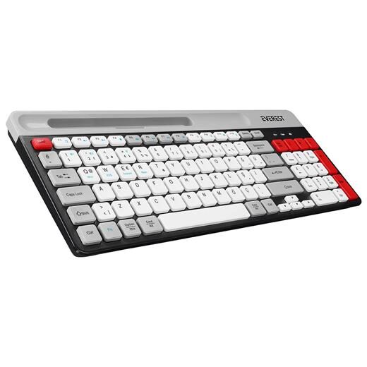 Everest Kb-88 Ruby Siyah/Gri 2.4G+Bt1+Bt2 Çoklu Cihaz Bağlantılı Q ...-Everest Kktc