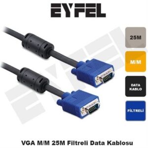 EYFEL VGA125 VGA M/M 25m Data Kablosu - Görüntü ve Ses Kablosu-Eyfel KKTC