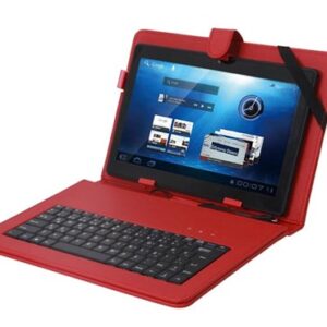 Everest 7'' Kırmızı Tablet Kılıfı - Türkçe Q Klavye - Micro+Mini Usb