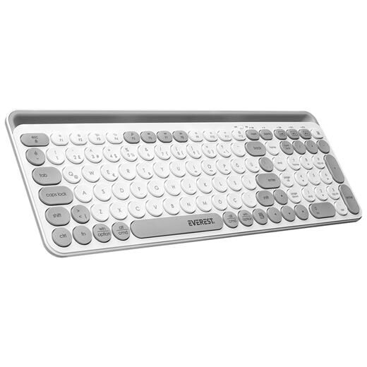 Everest Ekw-28 Beyaz/Gri 2.4G+Bt1+Bt2 Çoklu Cihaz Bağlantılı Q Yuva...-Everest Kktc