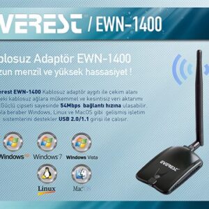 Everest EWN-1400 54Mbps Antetli Kablosuz Adaptör - WIFI Adaptör - E...