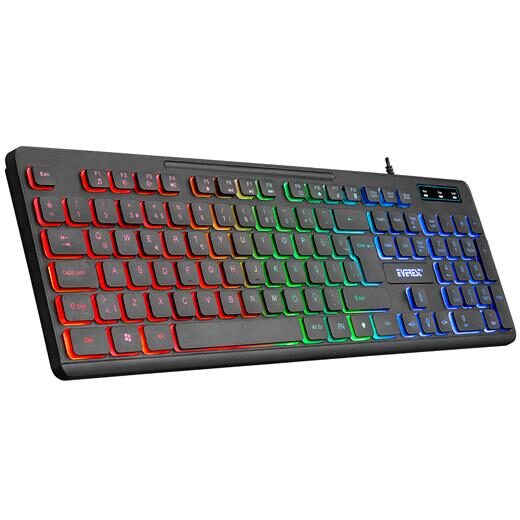 Everest Kb-120 Sleek Siyah Usb Gökkuşağı Aydınlatmalı Oyuncu Klavyesi-Everest Kktc