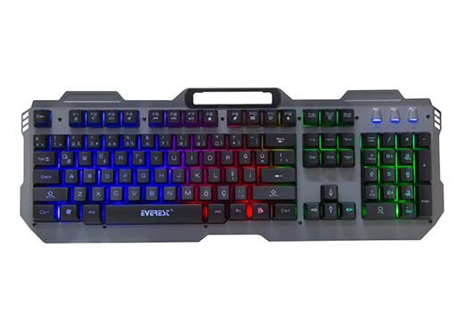 Everest Kb-197 Titanio Usb Aydınlatmalı Q Metal Yüzey Oyuncu Klavyesi-Everest Kktc