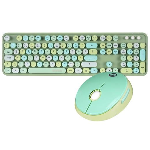 Everest Yeşil Kablosuz Q Multimedia Klavye + Mouse Set-Everest Kktc