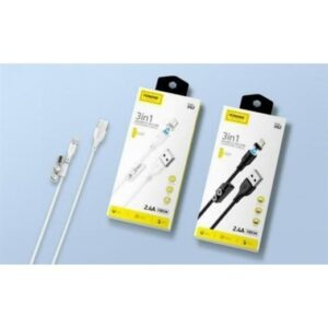 Foneng 3IN1 Magnetik USB Kablosu X62 2.1A 1M Beyaz - Şarj Kablosu-Foneng KKTC