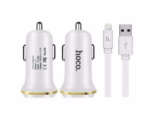 HOCO ARAÇ ŞARJI + Lightning Kablo BEYAZ - ARAÇ İÇİ ŞARJ CİHAZI-Hoco KKTC