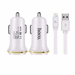 HOCO ARAÇ ŞARJI + Lightning Kablo BEYAZ - ARAÇ İÇİ ŞARJ CİHAZI
