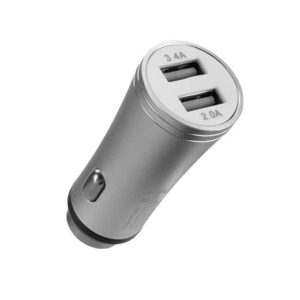 Hytech HY-X60 3.4A Hızlı Şarj 2 USB Gümüş Metal Araç Şarj Cihazı-Hytech KKTC
