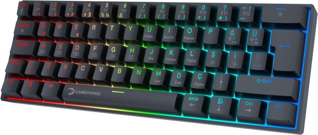 Klavye Gamepower Lyra Rgb 60M Mekanik Red Switch Siyah Kktc
