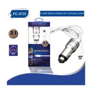 POLYGOLD PG 8725 3.1A Araç Şarj Cihazı + Mikro USB Kablo