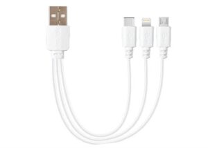 S-LINK 3İN1 25cm 3A Type-C+ Lightning + MİCRO Beyaz Şarj Kablosu