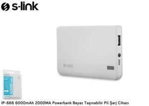 S-LINK IP-666 6000mAh Powerbank Beyaz - POWERBANK