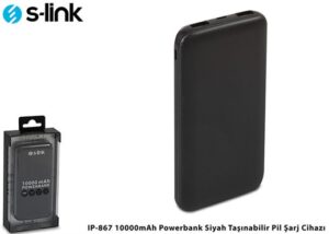 S-LINK IP-867 10000mAh Siyah Powerbank - POWERBANK-S-Link KKTC