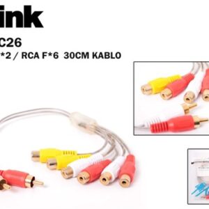 S-LINK SL-RC26 60cm RCA/Mx2 TO RCA/Fx6 Kablo - NETWORK KABLOLARI-S-Link KKTC