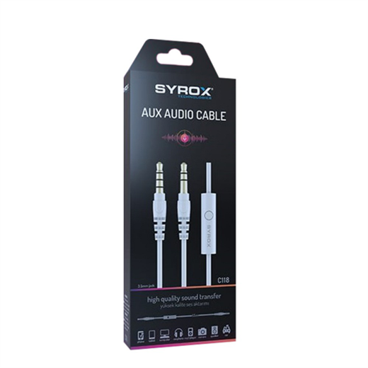 SYROX AUX AUDIO MİKROFONLU KABLO C118 - GÖRÜNTÜ VE SES KABLOLARI-Syrox KKTC