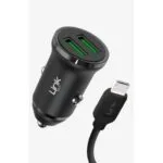 Linktech c481 çevre dostu 12w mikro usb kablolu araç şarj aleti