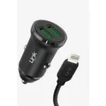 Linktech c482 çevre dostu 12w lightning kablolu araç şarj aleti