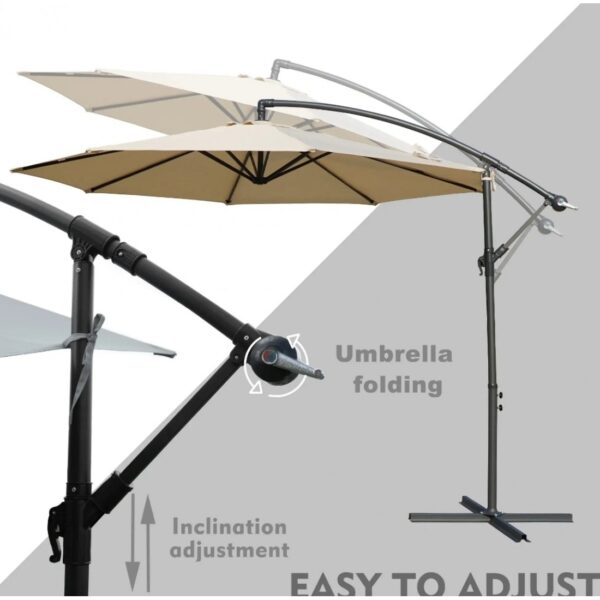 360° Dönebilen 3 Metre Dış Mekan&Amp;Veranda Banana Şemsiye - Görsel 9