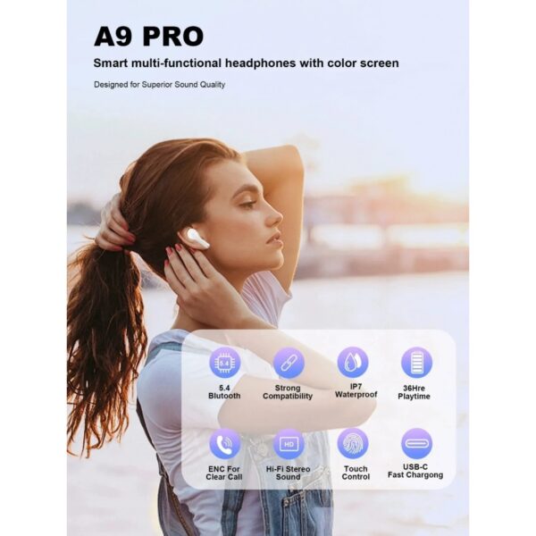 Nebula Buds A9 Pro Dokunmatik Ekranlı 110+ Dil Çevirmen Kulaklık - Görsel 5