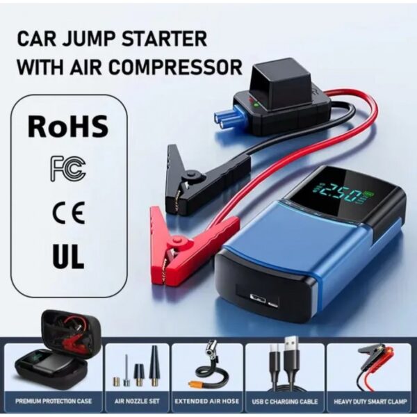 Taşınabilir Jump Starter Akü Takviye Cihazı + Hava Kompresörü - Görsel 4