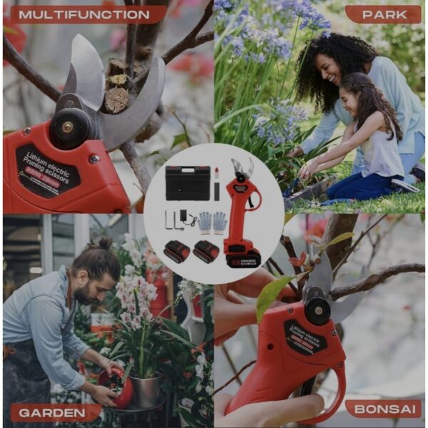 1300Mah Çift Bataryalı Profesyonel Şarjlı 25Mm Budama Makası - Görsel 2