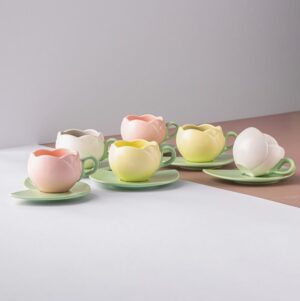 İstanbul Porselen Lale 6 Kişilik Kahve Fincan Takımı 90 Ml