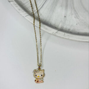 çocuklar içinHello Kitty Figürlü Taş Detaylı Gold Çelik Kadın Kolye - GildoraAccessories