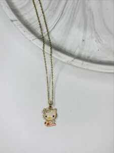 Çocuklar Içinhello Kitty Figürlü Taş Detaylı Gold Çelik Kadın Kolye