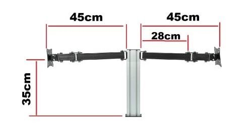 17-27" Masa Üstü İkili Monitör Askı Aparatı Ma-02 KKTC