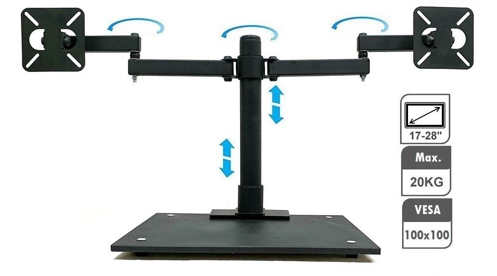 17-28'' Portatif Çiftli Monitör Masa Üstü Askı Aparatı KKTC