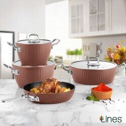 Lines Granit 7 Parça Ezme Ayseren Set Metal Kulp