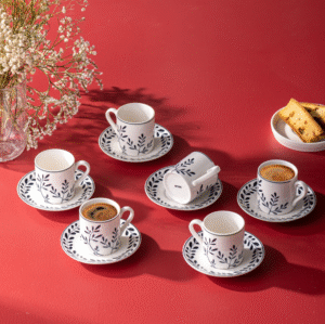 Emsan Ivy Wreath 6'lı Kahve Fincanı, Mavi