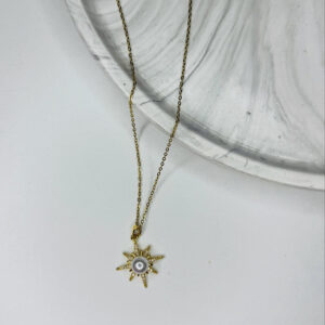 Çelik İnci Detaylı Kuzey Yıldızı Kolye – Gold Paslanmaz Çelik - GildoraAccessories