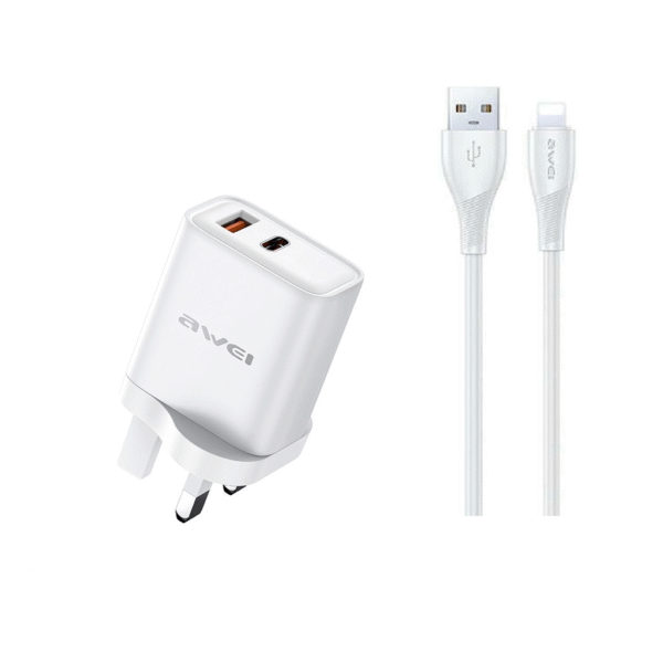 Adaptor Awei Pd81L-Uk Usb Usb-A &Amp;Amp; Usb-C Lightning Beyaz Kktc