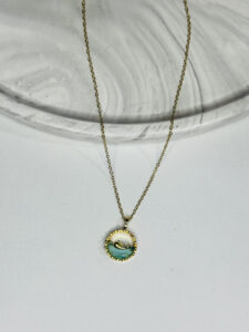 Çelik Gold Zincirli Yunus Balığı Ve Turkuaz Denizli  Kadın Kolye | Yazlık Ve Anlamlı Tasarım