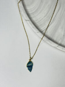 Çelik Gold Zincirli Turkuaz Deniz Kabuğu Kadın Ve Çocuk Kolye | Yazlık Şık Tasarım