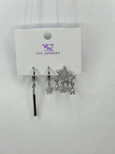 Yıldız Figürlü 3’Lü Gümüş Renk Paslanmaz Çelik Küpe Seti