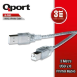 Kablo Qport Q-Pr3 Usb 2.0 3Mt Yazici Kablosu
