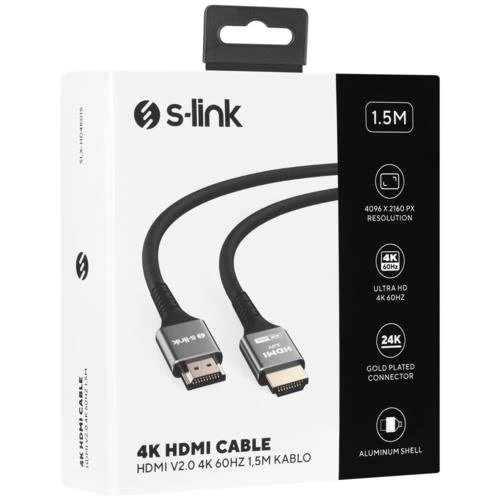 Kablo S-Lınk Slx-Hd4K015 Hdmı 1.5Mt Metal V2.0 4K(4096*2160)60Hz Kktc Kablo S-Lınk Slx-Hd4K015 Hdmı 1.5Mt Metal V2.0 4K(4096*2160)60Hz Kktc