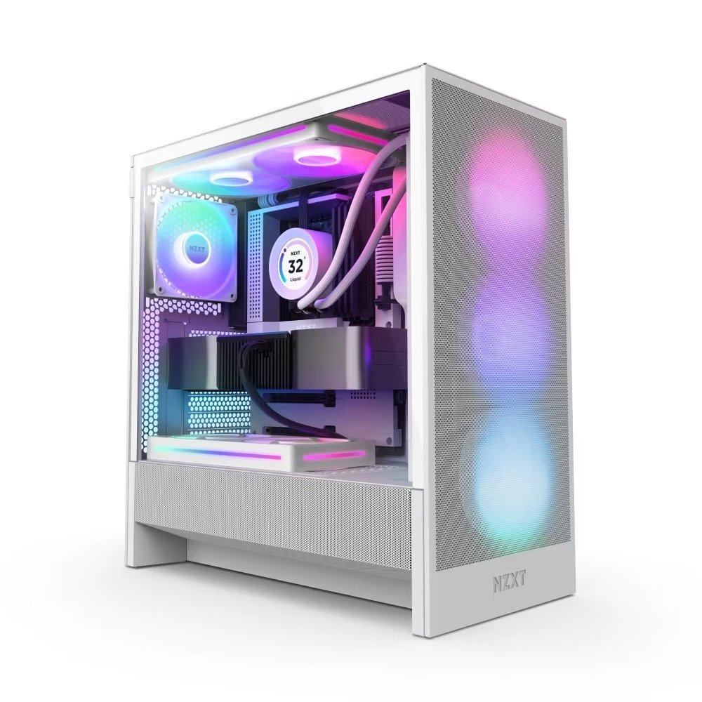 Kasa Nzxt H5 Flow(2024) White Rgb Tempered Glass Usb 3.2 Atx Mid Tower KKTC