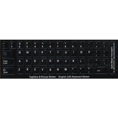 Klavye Etiket İngilizce English Sticker KKTC