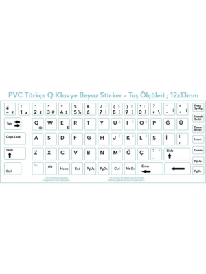 Klavye Etiketi Türkçe Turkish Sticker Beyaz