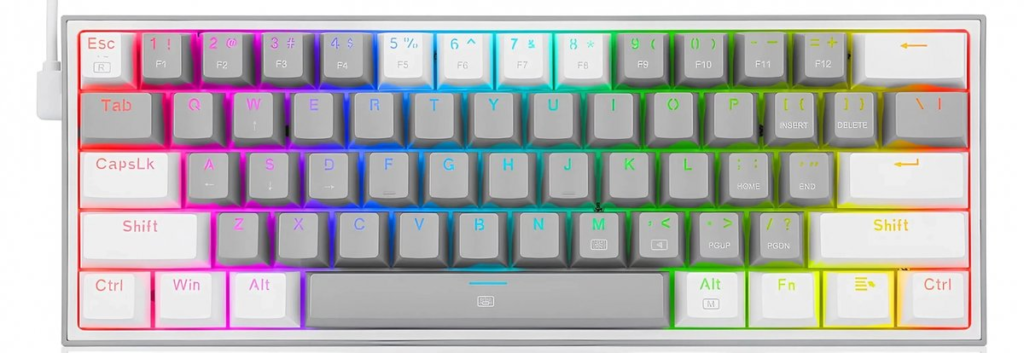 Klavye Redragon K617 Fızz Rgb Gray Whıte Red Swıtch Tr Layout KKTC