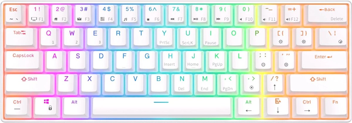 Klavye Royal Kludge Rk61 White Kablosuz Red Switch Us Layout