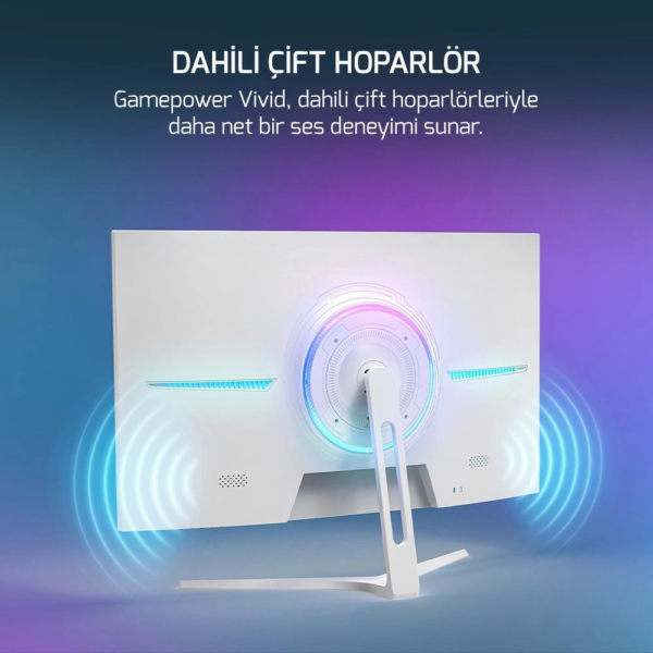 Monitor Gamepower 27&Quot; Vivid T50 Curved 0.5Ms 200Hz Hoparlör Beyaz - Görsel 2