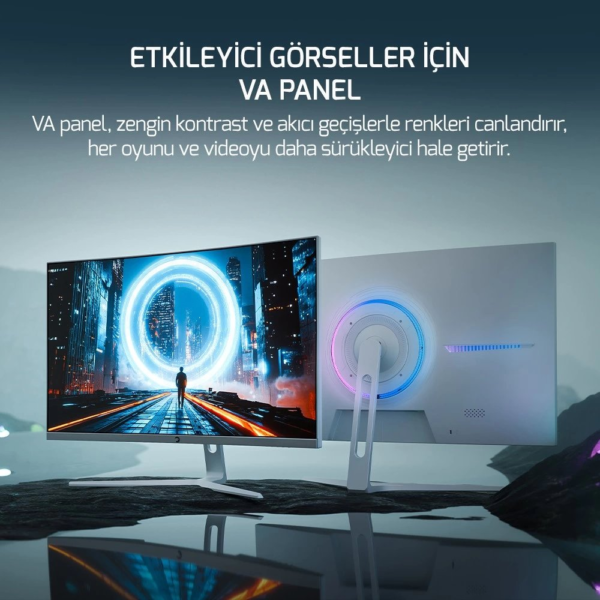 Monitor Gamepower 27&Quot; Vivid T50 Curved 0.5Ms 200Hz Hoparlör Beyaz - Görsel 3