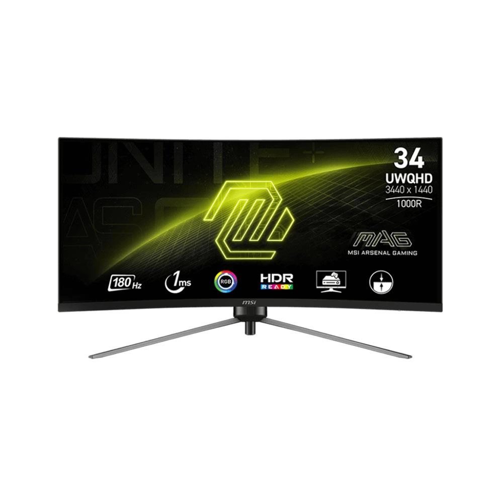 Msi 34” Mag 345Cqr 180Hz 1Ms Uwqhd Va Curved Gaming
