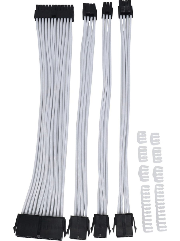 Psu Uzatma Kıt Beyaz 30 Cm 24 Pın / 4+4 Pın / Pcı-E 8Pın / Pcı-E 6 Pın KKTC